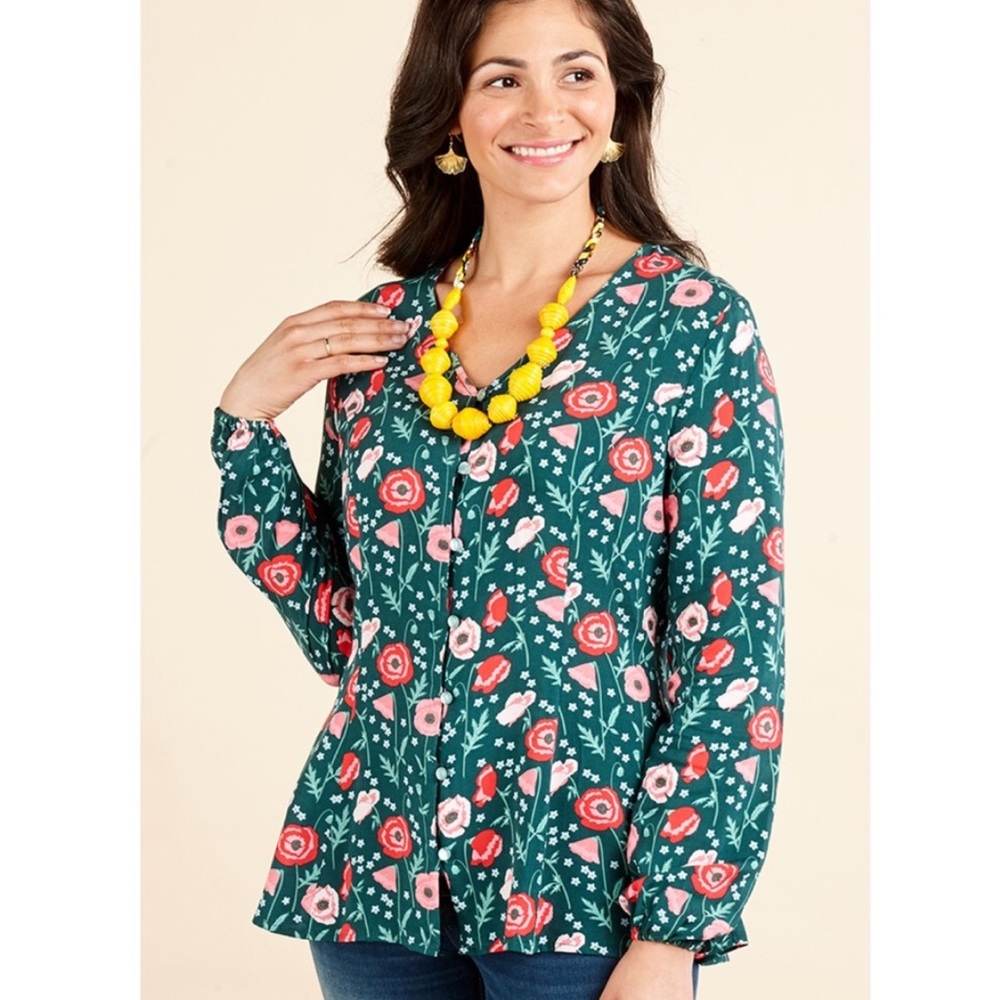 Matilda Jane Yesteryear Multicolor Floral Print V-Neck Tunic